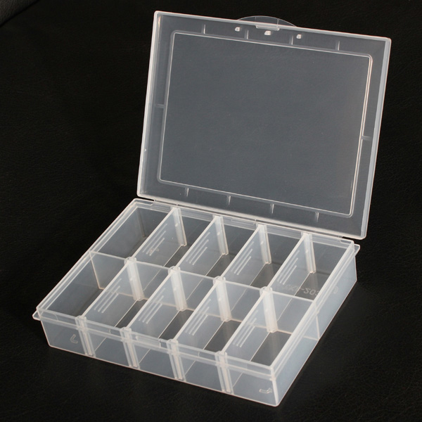 

10 Compartments Storage Plastic Adjustable Electronics Tool Box Case